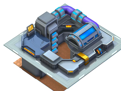 Modern Cartoon Scene Cartoon Computer Room Control Center 3d model