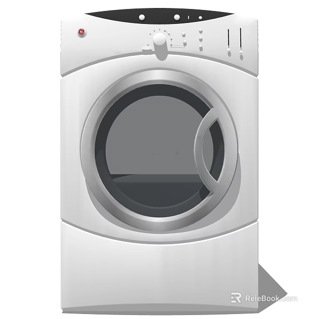 White Front Loading Washing Machine With Modern Design For Home Laundry Use 3d model 
