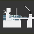 Industrial Manufacturing Production Line With Conveyor System Robotic Arm And Transparent Components