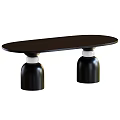 Modern Minimalist Black Dining Table With Cylindrical Bases And White Accents 3d model