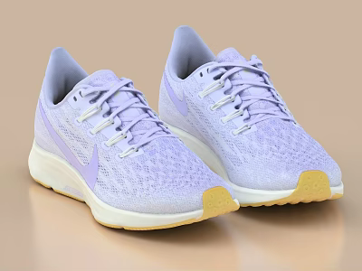 Light Purple Running Shoes With Knit Upper And Lace Up Design 3d model
