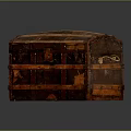 Vintage Handcrafted Wooden Storage Trunk With Metal Straps And Rope Handles