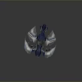 Futuristic Metallic Flying Vehicle With Sleek Blue Silver Finish And Aerodynamic Multi Wing Structure