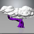 Unique Artistic Tree With Purple Trunk And White Cloud Like Top Structure