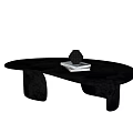 Modern Black Coffee Table With Curved Shape Unique Base And Stacked Books 3d model