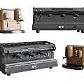 Modern Kitchen Appliances Featuring Various Coffee Machines In Black And Gold