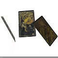 Ornate Decorative Cards With Intricate Gold Patterns And Black Backgrounds