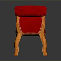 Elegant Red Velvet Single Sofa With Curved Arms And Wooden Legs Design