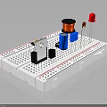 Experimental Electronic Circuit Breadboard With Resistors Capacitors LED And Coil Components 3d model