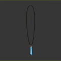 Sleek Blue Pendant Necklace With Brown Cord And Long Bar Shape Design