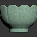 Light Green Petal Shaped Ceramic Sculpture Bowl With Artistic Textured Surface