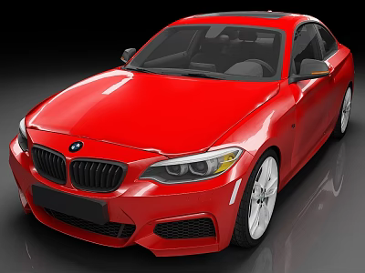 Red BMW Coupe With Sleek Modern Design And Shiny Exterior Front View 3d model