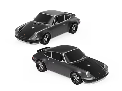 Two Classic Black Sports Cars Side By Side 3d model