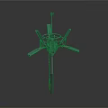 Multi Arm Mechanical Device with Extended Arms Top Antenna and Base Support Structure