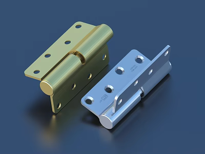 Golden And Silver Metal Hinges With Sturdy Design For Furniture Applications 3d model