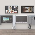 Wall Mounted Intercom Access Control System With Display Screens People Images And Handsets 3d model