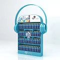Blue Headphone Shaped Display Rack With Neatly Arranged Beverage Bottles 3d model