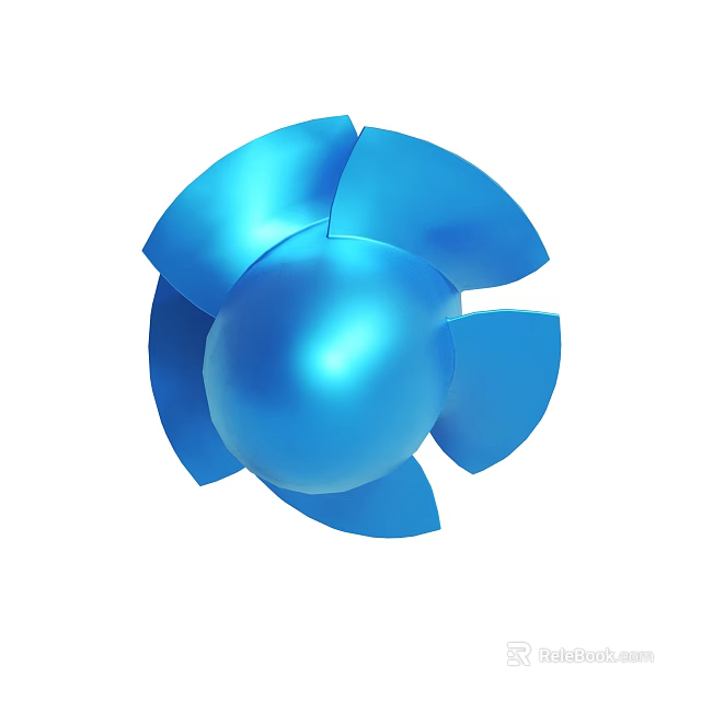 Blue Decorative Geometric Sphere With Petal Like Surrounding Structure 3d model 