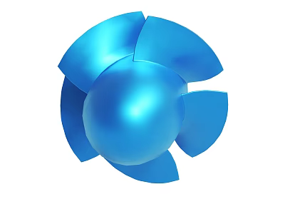 Blue Decorative Geometric Sphere With Petal Like Surrounding Structure 3d model