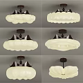 Classic Elegant Ceiling Light With Petal Shaped White Shade And Brown Base Design 3d model