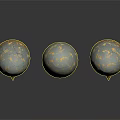 Three Decorative Egg Shaped Sculptures with Gold Specks and Blue Gray Texture