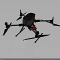 Black Professional Quadcopter Drone With Four Propellers And Red Undercarriage Components