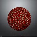 Red Sphere With White Intricate Patterns On Black Background And Glossy Reflection 3d model