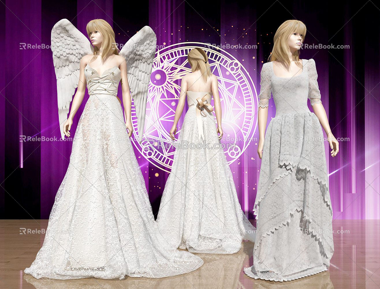 Modern Woman Angel Girl Beauty Model Show Wings Athena Wedding Dress Costume Show Vimi 3d model