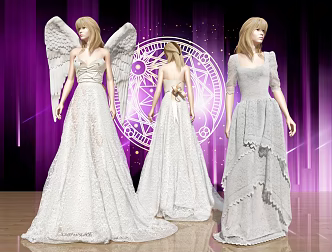 Modern Woman Angel Girl Beauty Model Show Wings Athena Wedding Dress Costume Show Vimi 3d model