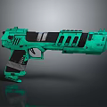 Futuristic Turquoise Weapon with Advanced Structural Design and Modern Components 3d model