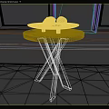 Wooden Side Table with Cross Leg Design on Carpet with Red Apples and Plate