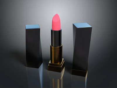 Elegant Pink Lipstick with Black Square Boxes Cosmetic Display Design 3d model