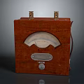 Vintage Wooden Case Analog Meter Instrument With Metal Components And Cable