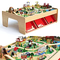 Wooden Block Play Table With Storage And Town Scenes 3d model