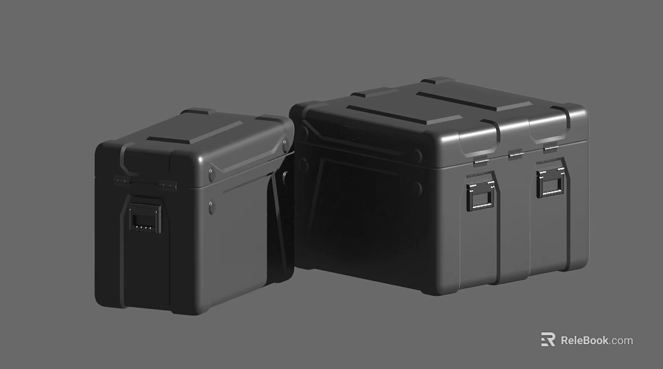 Two Black Hard Shell Storage Cases With Secure Latches And Durable Build 3d model 