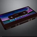 Retro Cassette Tape With Colorful Electric Design And Neon Starry Patterns