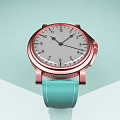 Stylish Pink Watch With Teal Strap And White Dial Modern Design Details