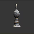 Intricate Classical Ornamental Column Component With Scallop Top Pineapple Texture And Layered Base
