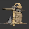 Detailed Sci-Fi Scene Structure With Damaged Walls Decorative Panels And Mechanical Parts