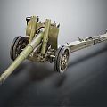 Vintage Military Cannon Artillery with Wheels and Long Metal Barrel