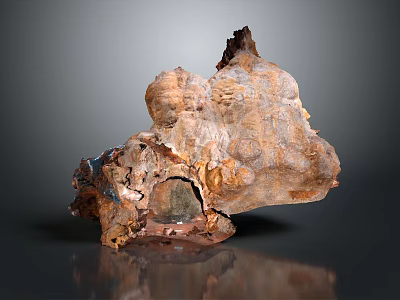 Natural Stone and Wood Sculpture With Rough Texture And Earthy Brown Tones 3d model
