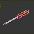 Professional Hardware Tool Screwdriver with Red and Yellow Striped Handle and Metal Shaft