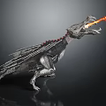 Fire Breathing Mechanical Dragon With Metal Wings And Robotic Body Structure
