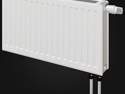 White Radiator with Vertical Fins and Metal Brackets for Home Heating System 3d model