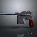 Classic Revolver Featuring Shiny Metal Frame And Red Wooden Grip