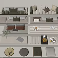 Modern Sofa Cushions and Decorative Items in Various Home Decor Styles 3d model