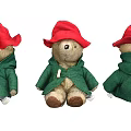 Cute Teddy Bear Plush Toys With Red Hats And Green Coats From Three Angles