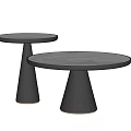 Two Round Coffee Tables With White Marble Top And Textured Black Base 3d model