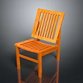 Orange Wooden Chair Featuring Slatted Back And Slatted Seat Simple Design