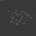 Geometric Rockery Stones Scattered With Various Shapes On Dark Background And Smooth Surfaces